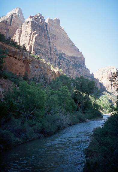 May 20, 2001 - Emerald Pools hike, Zion National Park, Utah.<br />North Fork Virgin River from foot bridge to Lower Emerald Pool Trail.