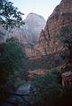 May 20, 2001 - Emerald Pools hike, Zion National Park, Utah.<br />View downstream of the river and the shaded west side of the canyon.