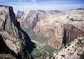 May 21, 2001 -  Zion National Park, Utah.<br />Hike to Observation Point along trail by the same name.<br />View from near the top looking south.