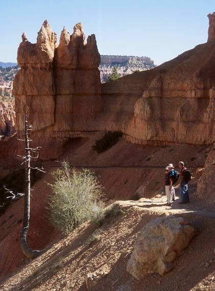 May 23, 2001 - Peekaboo Loop Trail Hike, Bryce Canyon National Park, Utah.<br />Baiba, Joyce, and Ronnie waiting patiently while I futz around with my camera.