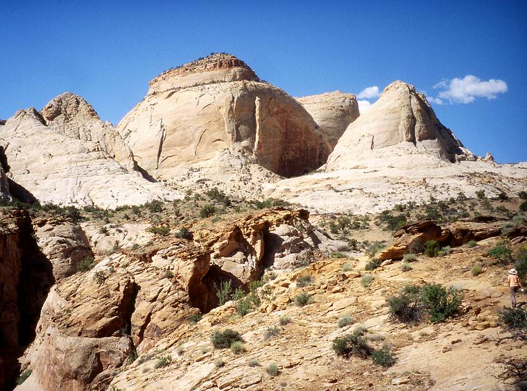 May 25, 2008 - Hike in Capitol Gorge, Capitol Reef National Park, Utah<br />Joyce on the trail to the water tanks. Note the capitols.
