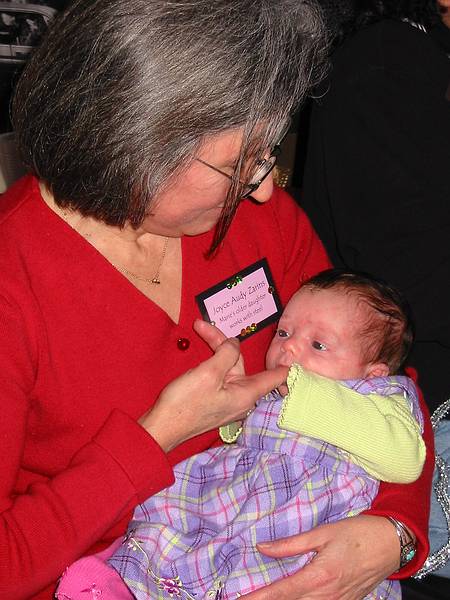 Jan 20, 2002 - At Paul and Norma's in Tewksbury, Massachusetts.<br />Marie's 80th birthday party.<br />Joyce trying to keep Miranda quiet.