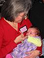 Jan 20, 2002 - At Paul and Norma's in Tewksbury, Massachusetts.<br />Marie's 80th birthday party.<br />Joyce trying to keep Miranda quiet.