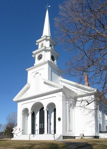 March 14, 2002 - Merrimac, Massachusetts.<br />Bottom, middle, and top put together to form all of Pilgrim Congregational Church on Church Street.