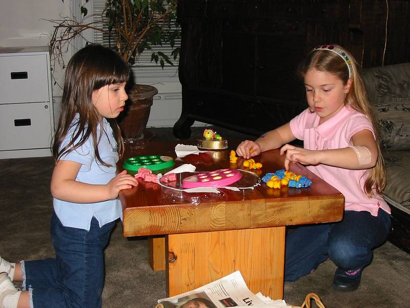 March 31, 2002 - Easter dinner at Paul and Norma's in Tewksbury, Massachusetts.<br />Arianna and Marissa.