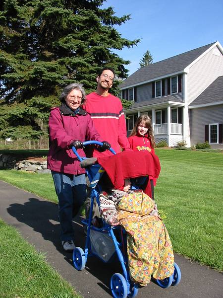 April 25, 2002 - Church Street, Merrimac, Massachusetts.<br />Joyce, Eric, Guðjon, and Dagbjört (Inga Atladottir's daughter).
