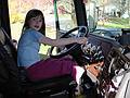 April 25, 2002 - At the Goulds' on Abbott Street, Merrimac, Massachusetts.<br />Dagbjrt in George Gould's tractor.