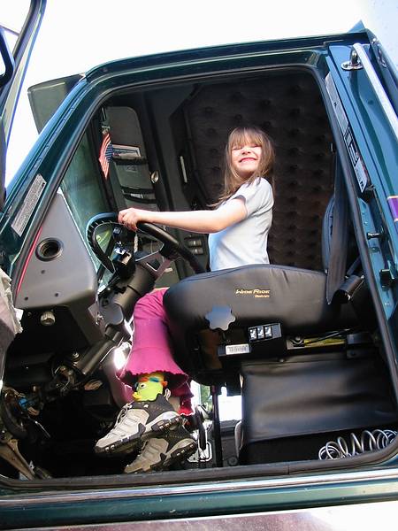 April 25, 2002 - At the Goulds' on Abbott Street, Merrimac, Massachusetts.<br />Dagbjrt in George Gould's tractor.