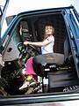 April 25, 2002 - At the Goulds' on Abbott Street, Merrimac, Massachusetts.<br />Dagbjrt in George Gould's tractor.
