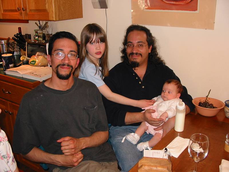 April 25, 2002 - Merrimac, Massachusetts.<br />Eric, Dagjrt, Carl, and Miranda in the kitchen.