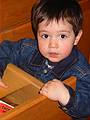 April 29, 2002 - Merrimac, Massachusetts.<br />Gujn caught opening the bread drawer in the kitchen.