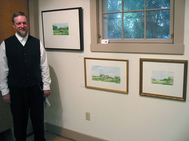 May 19, 2002 - Wentworth-Coolidge Mansion, Portsmouth, NH.<br />Ron Jones and his watercolors.