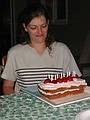 July 28, 2002 - At Carl and Holly's in Ringe, New Hampshire.<br />Holly and her belated birthday cake.