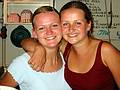 July 29, 2002 - Perkins Cove, Ogunquit, Maine.<br />Two Latvian girls, Santa and Baiba, working for the summer at the Lobster Shack.