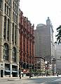 July 4, 2002 - New York, New York.<br />Red brick building on Park Row across from City Hall Park.
