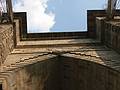 July 4, 2002 - New York, New York.<br />Looking up at the Manhattan side support of the Brooklyn Bridge.