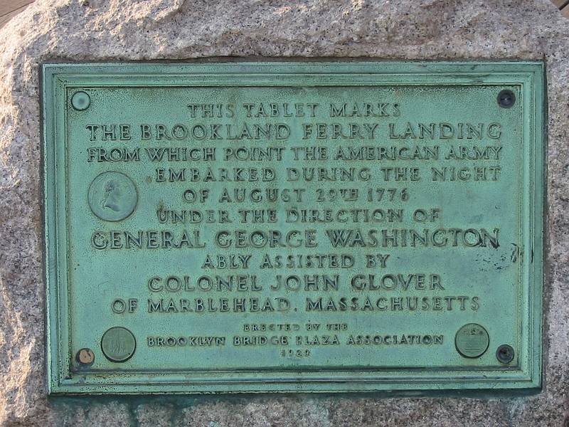 July 4, 2002 - New York, New York.<br />Plaque at the Brooklyn end of the Brooklyn Bridge.
