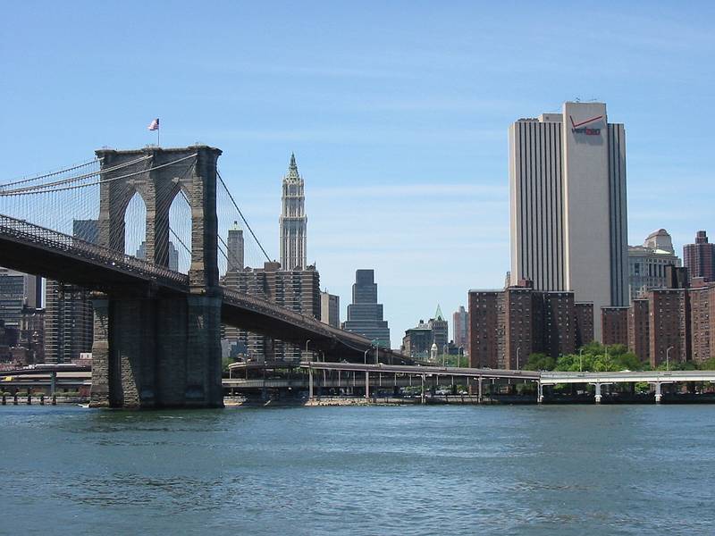 July 5, 2002 - New York, New York.<br />The Manhattan side of the Brooklyn Bridge.