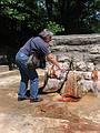 July 11, 2002 - Saratoga Springs, New York.<br />Joyce collecting a sample from the Hayes mineral spring<br />(it tasted awful).