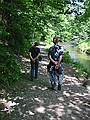 July 11, 2002 - Saratoga Springs, New York.<br />Joyce and Ronnie walking with hands behind their backs<br />along Geyser Brook in Saratoga Spa State Park.