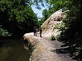 July 11, 2002 - Saratoga Springs, New York.<br />Ronnie, Baiba and Joyce admiring the big mineral mound created from a spring atop it.