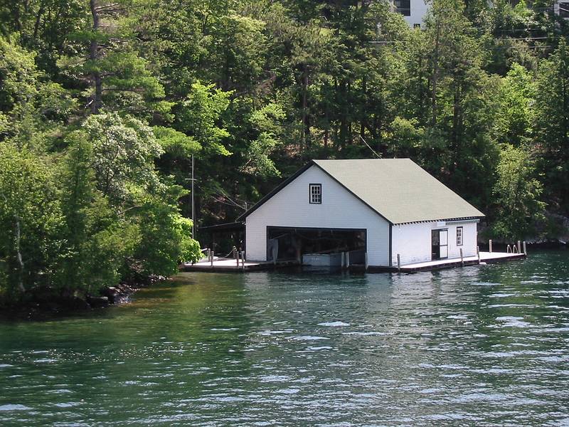 July 12, 2002 - Lake Goerge, New York.<br />A boat house.