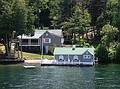 July 12, 2002 - Lake Goerge, New York.<br />A house and its boat house.