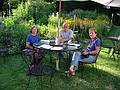 July 12, 2002 - Essex, New York.<br />Joyce, Ronnie, and Baiba at dinner table at the Essex Inn.