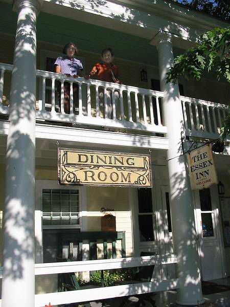 July 13, 2002 - Essex, New York.<br />Joyce and Baiba on the balcony of the Essex Inn on Main Street.