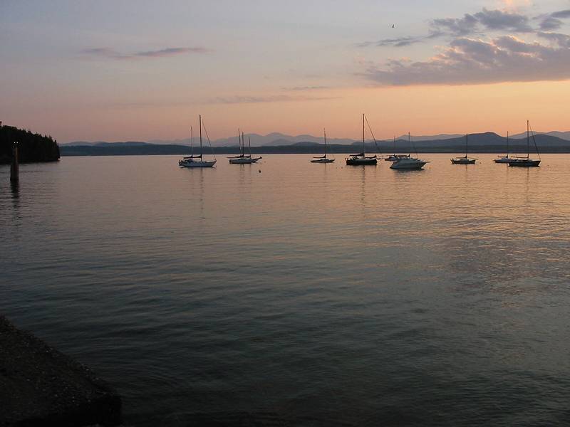 July 13, 2002 - Ferry landing at Charlotte, Vermont.<br />Lake Champlain and the Adirondack mountains.