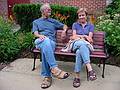 July 18, 2002 - Saratoga Springs, New York.<br />Ronnie and Baiba waiting for dinner at the Olde Bryan Inn.