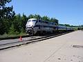 July 20, 2002 - Saratoga Springs, New York.<br />The Rutland, Vermont, to New York City Amtrak train arriving<br />to take Baiba and Ronnie back to Baltimore.