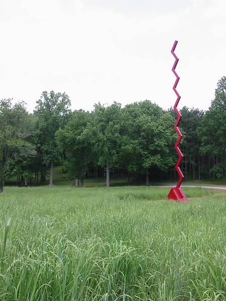 July 21, 2002 - Storm King Arts Center, Mountainville, New York.<br />Tal Streeter's "Endless Column", 1968, in a field of native grasses.