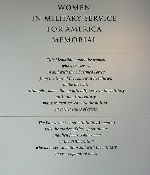 Aug 9, 2002 - Arlington National Cemetery, Arlington, Virginia.<br />Women in Military Service for America Memorial.
