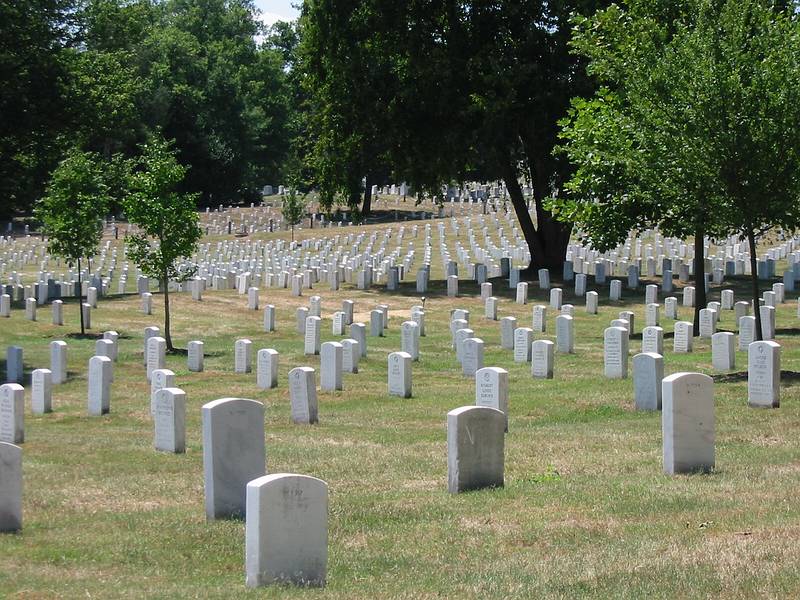 Aug 9, 2002 - Arlington National Cemetery, Arlington, Virginia.<br />View from atop the Women in Military Service for America Memorial.