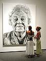 Aug 9, 2002 - East Wing of the National Gallery of Art, Washington, DC.<br />Chuck Close, American, born 1940.<br />Fanny/Fingerpainting, 1985.<br />Oil on canvas, 259.1 x 213.4 x 6.3 cm (102 x 84 x 2 1/2 in.) <br /><br />Gift of Lila Acheson Wallace