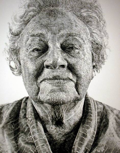 Aug 9, 2002 - East Wing of the National Gallery of Art, Washington, DC.<br />Chuck Close, American, born 1940.<br />Fanny/Fingerpainting, 1985.<br />Oil on canvas, 259.1 x 213.4 x 6.3 cm (102 x 84 x 2 1/2 in.) <br />Gift of Lila Acheson Wallace