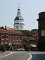 Aug 12, 2002 - Annapolis, Maryland.<br />State House tower above buildings on Main Street.