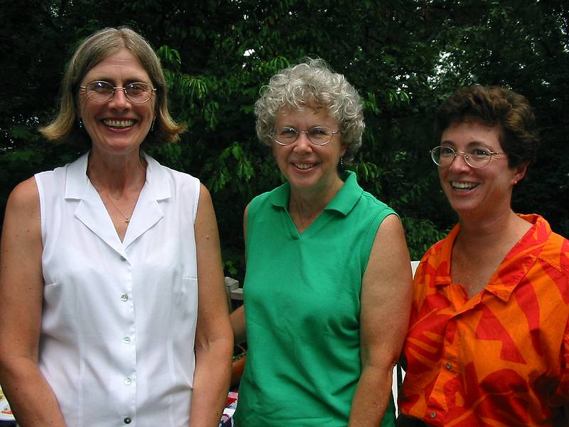 Aug 16, 2002 - SNAS reunion at Betsy's in Andover, Massachusetts.<br />Wilma, Betsy, and Sally.