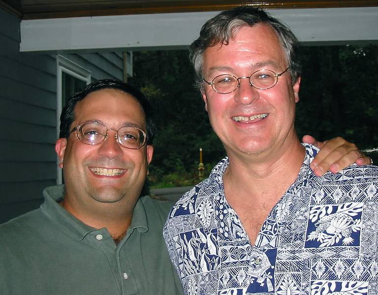 Aug 16, 2002 - SNAS reunion at Betsy's in Andover, Massachusetts.<br />John D.and Bob.