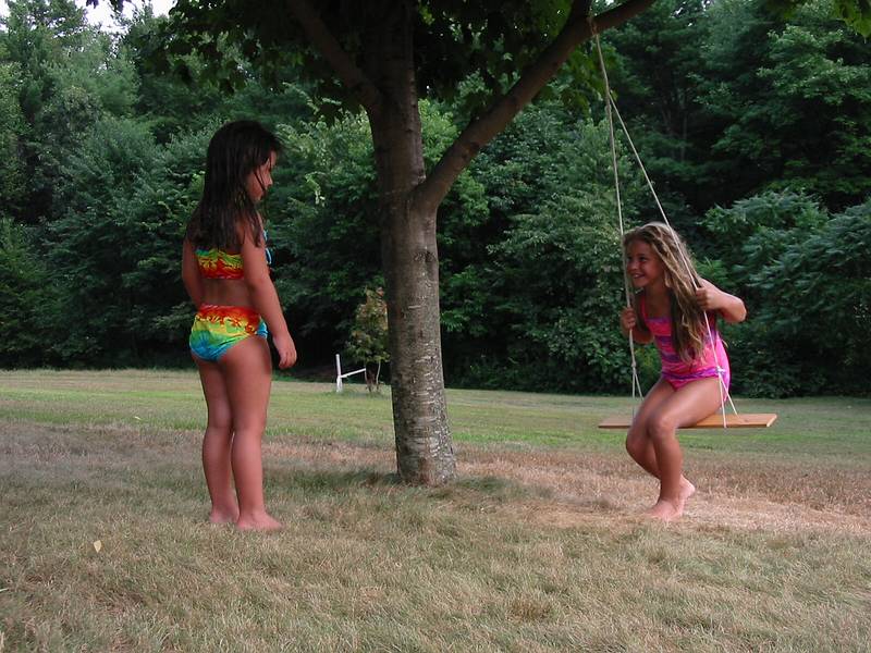 Aug 18, 2002 - At Tom and Kim's in South Hampton, New Hampshire.<br />Arianna and Marissa.