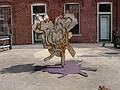 Sept 21, 2002 - The Millyard, Amesbury, Massachusetts.<br />Joyce's "Maple footprint en pointe" for the "Active Stance" sculpture exhibit which she organized.