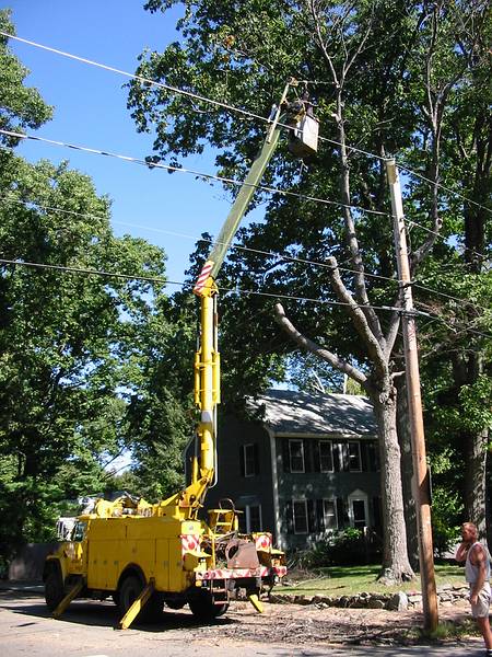 Oct 8, 2002 - Merrimac, Massachusetts.<br />Tree being taken down on the corner of Grove and Woodland Streets.