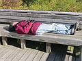 Oct 20, 2002 - Parker River National Wildlife Refuge, Plum Island, Massachusetts.<br />Pines Trail Area.<br />Joyce enjoying the peace and quiet.