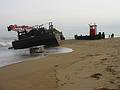 Dec 13, 2002 - Plum Island, Massachusetts.<br />Barge and its tugboat which were beeched the evening of Dec 11<br />after the tug boat lost control of the barge in the mouth of the Marrimac River.