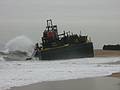 Dec 13, 2002 - Plum Island, Massachusetts.<br />Barge and its tugboat which were beeched the evening of Dec 11<br />after the tug boat lost control of the barge in the mouth of the Marrimac River.