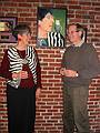 Dec 15, 2002 - Firehouse Arts Center, Newburyport, Massachusetts.<br />Lindly Briggs and Lancy Hidy in front of painting of Lindly by Lance.