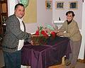 Dec 23, 2002 - Merrimac, Massachusetts.<br />Carlos and his mother Ana with boatfull of Christmas presents.