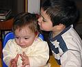 Dec 26, 2002 - Merrimac, Massachusetts.<br />Miranda's birthday and Melody's birthday celebration.<br />Miranda being kissed by Gujn.