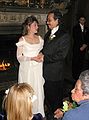 Dec 28, 2002 - Searles Castle, Windham, New Hampshire.<br />Carl and Holly's wedding.<br />Holly and Carl with Cristina, Carl's grandmother,  in profile in the front.